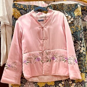 Pink Embroidered Floral Jacket